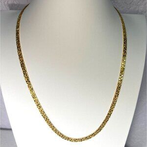 Vintage Unisex 24" Gold-Tone Nugget Textured Chain Necklace Fold-over Clasp